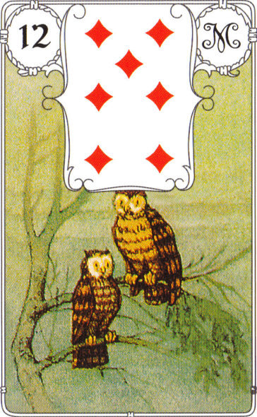 Lenormandkarte 12: Die Eulen (Vögel)