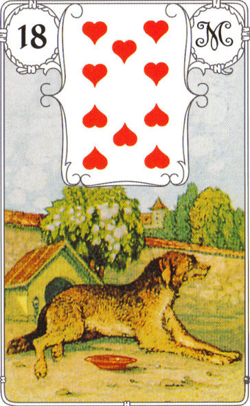Lenormandkarte 18 der Hund