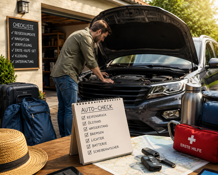 letzter Check für die reise mit dem Auto