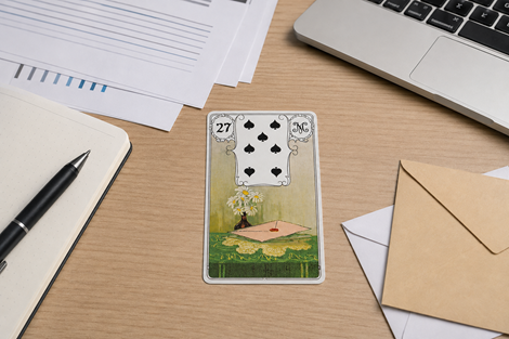 Der Brief als Lenormand-Tageskarte zwischen Unterlagen, Nachrichten und Schreibarbeiten